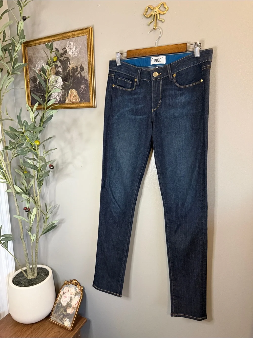 Paige Skyline Skinny Jeans Women’s 29 Dark Wash Mid Rise Stretch Premium Denim - Picture 3 of 9